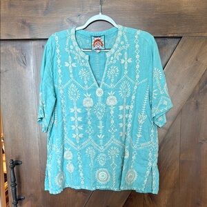 Embroidered Teal Women's Top